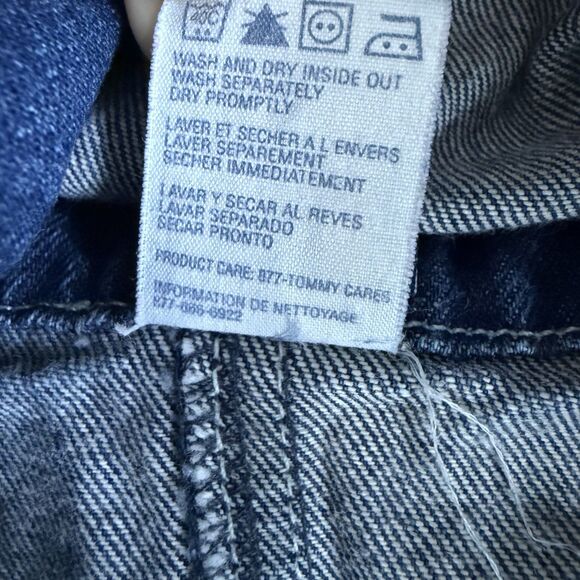 Baby Tommy Hilfiger Bib Dress Demin Jean Stars Pockets Snaps Adjustable Sz 3-6 - Picture 8 of 8